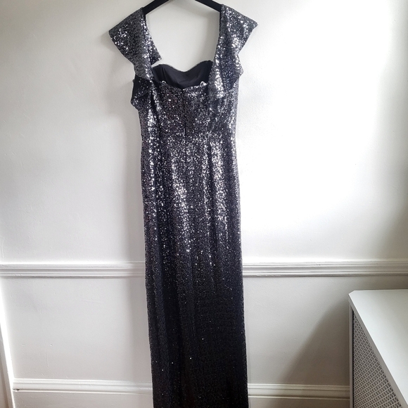 Marchesa Notte Ombré Sequin Gunmetal Column 3 In 1 Evening Gown NWT Size 8 - Picture 13 of 16